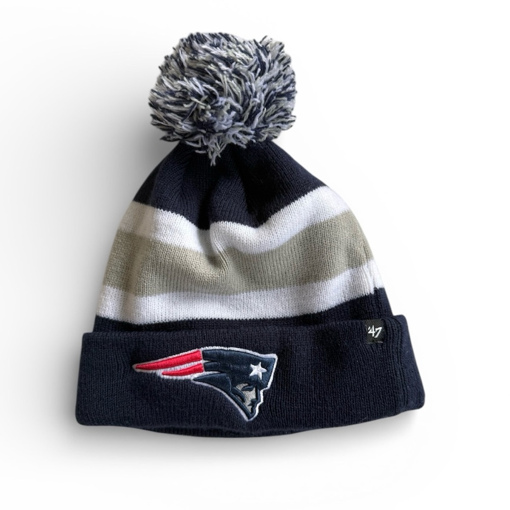 New England Patriots Super Bowl Bound! 47 Brand Navy and Gray Pom Unisex Beanie